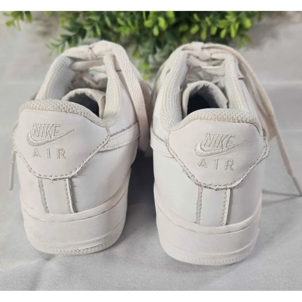 Nike Air Force 1 Low White Leather Lace-Up Sneakers Youth US 2.5